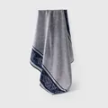 Elegant blue and grey silk wool scarf with intricate paisley patterns - Square Scarf (FHZ25-90079) / 65x65 Pack / Double-Sided Retro Celadon Blue
