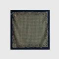 Vintage green wool silk square scarf with intricate paisley border and floral pattern - 65x65cm / Green (90067-2)