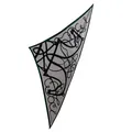 Grey wool triangle scarf with abstract black equestrian line art design - Hand Rolled Style (FHZ25-90035) / 194*H84cm / Navy Random Pattern