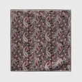 Elegant vintage burgundy paisley print wool silk blend square scarf for luxury styling - 65x65cm / Wine Red Paisley (90068-3)