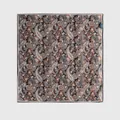Foulard carré de luxe en mélange laine et soie avec imprimé cachemire vintage élégant - 65x65cm / Floral Noir Orange (90068-2)