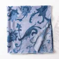Elegant blue floral pattern oversized scarf for women in lightweight fabric - 190*90cm / Medium Blue (FH25-6080-3)