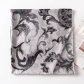 Elegant grey floral patterned oversized thin gauze scarf, perfect for sun protection and style - 190*90cm / Black Grey (FH25-6080-5)