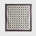 Écharpe carrée vintage en soie et laine à imprimé paisley avec bords roulottés à la main - 65x65cm / Petit Paisley Blanc (90069-1)
