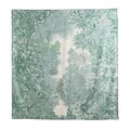 Luxury silk wool large square scarf with intricate green tropical jungle print - Large Square / Blue Green Floral