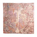Luxury silk wool large square scarf with intricate botanical floral print for women. - Large Square / Light Orange Floral