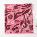 Elegant pink lightweight shawl with ethnic leopard print, thin summer travel beach scarf - Ethnic Style Print (FH25-6076-2) / 190*90cm / Pink