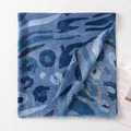 Lightweight blue ethnic print scarf shawl with decorative frayed edges for summer - Bohemian Print (FH25-6076-3) / 190*90cm / Blue