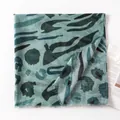Lightweight dusty green scarf with camouflage and floral prints and frayed edges. - Retro Print (FH25-6076-4) / 190*90cm / Green