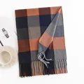 Elegante bufanda de invierno a cuadros con borlas para calidez y estilo en el uso diario - 180x35cm / Naranja Azul (FH23-5434-1)