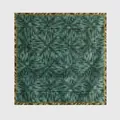 Carré de soie et laine vintage vert foncé à motifs géométriques, roulotté main - 65x65cm / Géométrique Vert (90073-3)