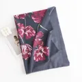 Elegant soft cashmere-like shawl featuring vintage pink floral prints on dark grey background - 180x65cm / Navy Blue