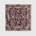 Foulard carré élégant en laine et soie avec imprimé paisley vintage et bords roulés - 65x65cm / Côtelé Brun Bleu (90076-1)