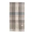 Soft plaid scarf in grey and cream with tassels and brand label - Plaid Grey Blue Green