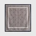 Carré de soie et laine vintage à motif cachemire et carreaux avec bords roulottés - 65x65cm / Carreau Caramel Bleu (90075-1)