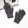 100% wool knitted winter gloves with touchscreen fingertips in dark grey - One Size / Medium Grey