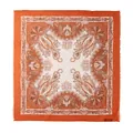 Élégant carré en 100% cachemire fin avec un motif cachemire orange vif imprimé - 70*70cm / Motif Vintage Orange