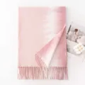 Elegant pink gradient scarf with tassels for autumn and winter warmth, imitation cashmere - Ombre Lotus Pink Style