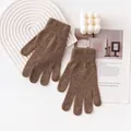 Guanti invernali in maglia di cashmere 100% marrone scuro minimalisti per calore unisex - Taglia unica / Marrone scuro