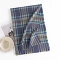 Classic blue and green plaid winter scarf with fringed edges for a versatile look - Blue (FH23-5368-1)