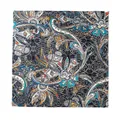 Elegant blue paisley silk wool blend twill square scarf for women 65cm shawl wrap - 65x65cm / Paisley Black