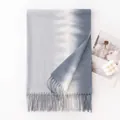 Elegant blue and grey gradient imitation cashmere scarf with tassels for winter. - Ombre Sky Blue Style / 200*65cm