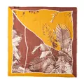 Écharpe carrée en cachemire 100 % doux avec un motif de feuilles jaune et marron - 70*70cm / Feuilles Jaune Brun