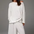Élégant ensemble de vêtements d'intérieur blancs de style français pour femmes chic - XL / Haut Et Bas / Blanc