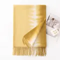 Elegant yellow and white gradient scarf with tassels, soft cashmere feel winter shawl - Ombre Golden Palm Style