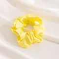 Elegant yellow satin silk scrunchie large hair tie accessory for women hair styling - Lemon Yellow