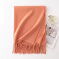 Elegant orange wool scarf with thick fringes for autumn and winter luxury style - 70*200cm / Pale Pink