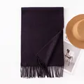 Deep purple solid color cashmere-like scarf with decorative tassels for winter. - 34*190cm / Maroon