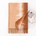 Elegant brown gradient imitation cashmere scarf with tassels for winter fashion - Mocha Brown Style