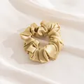 Elegant champagne gold silk satin scrunchie with a luxury texture and french style - Grass Yellow