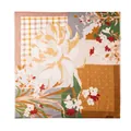 Écharpe carrée en cachemire 100% doux avec un motif floral vintage et à carreaux - 70*70cm / Contraste Vert Gris Fleur Rouge