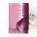 Eleganter Schal mit lila-rosa Farbverlauf und Fransen aus weichem Kaschmir-Imitat - 200*65cm / Kirschrot