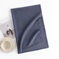 Japanse stijl donkerblauw geruite warme wintersjaal met elegante franjes voor dames mode - Donkerblauw Geruite Stijl met Franjes (FH23-5367-3)