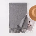 Elegant gray solid faux cashmere scarf with delicate fringe for winter warmth and style - 34*190cm / Marl Grey