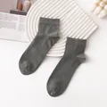 Warm dark grey 100% cashmere short tube socks for men and women, ideal for winter wear - Men Cuff 8cm*Foot 19cm / Gray (Men)