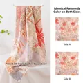 Premium double-sided floral printed mulberry silk square scarf wrap for women - Plain Crepe Satin / 105x105cm / Red Coconut Forest (FHZ25-9841-1)