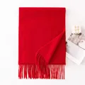 Écharpe élégante en laine rouge de qualité avec glands pour la chaleur hivernale - 190*35cm / Rouge vif