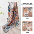 Luxurious double-sided 100% silk square scarf with classic equestrian horse print. - European Carriage Style (FHZ25-9843-3) / 105*105cm / Double-Sided Gray