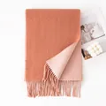 Warm double-sided lamb wool scarf in burnt orange and light pink with elegant tassel detail - 190*30cm / Pink Orange and Light Pink