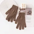 Guanti in maglia 100% pura lana marrone scuro per calore e protezione invernale - Taglia unica / Marrone
