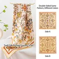 Elegant double-sided printed mulberry silk square scarf featuring vintage floral patterns - Hand-Rolled Edge - Gift Boxed / Secret Whisper Yellow