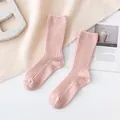 Premium 100% cashmere ribbed socks in soft pink for autumn and winter warmth - One Size / Light Pink