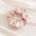 Champagne silk scrunchie for hair, large elegant satin hair tie for women and girls - L / Flesh Pink