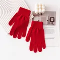 Guanti invernali in maglia 100% lana rosso vivace, calore unisex e stile unico. - Taglia unica / Rosso Vivo