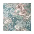 Elegant blue paisley twill silk wool square scarf 65cm, premium lightweight shawl for women - 65x65cm / Blue-Grey Paisley
