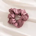 Large silk scrunchie in elegant dusty rose for premium hair styling and comfort - L / Fuschia